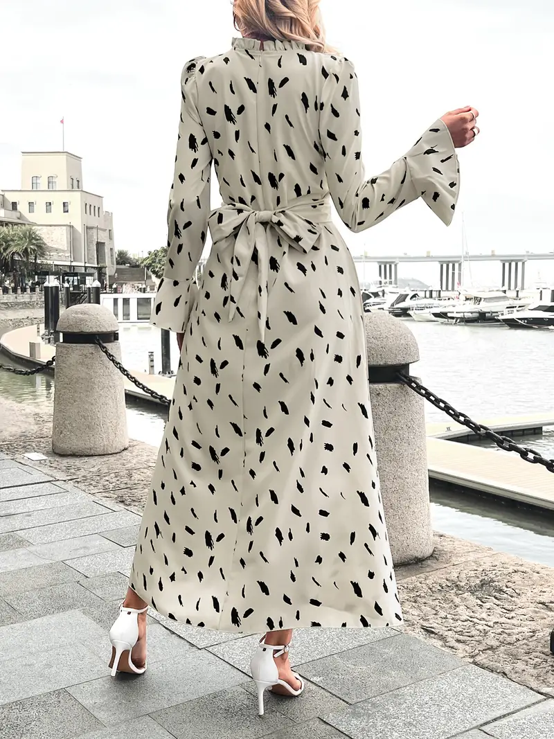 Print Pleated Midi Dress with Belt